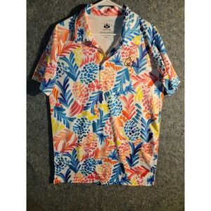 Gashouse Golf Men's Medium Polo Tropical‎ Hawaiian Pineapple Shirt